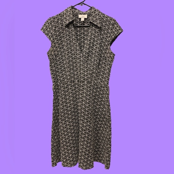 LOFT Ann Taylor Black and White Embroidered Dress Size 12 - Picture 1 of 5